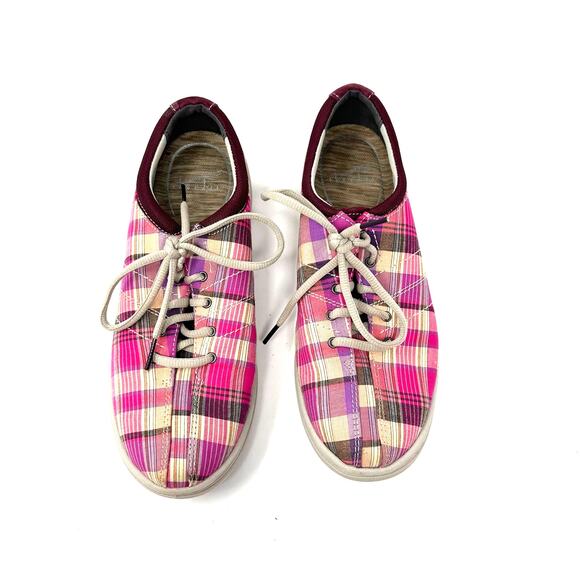Dansko Size 8.5 Sneaker Pink Plaid Lace Up Arch Support Comfort Walking Workwear - Picture 7 of 7